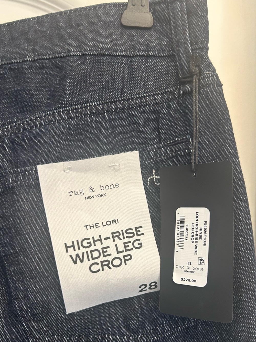 NWT rag & bone Wide-Leg High-Rise Crop Jeans in Dark Indigo - Picture 5 of 9